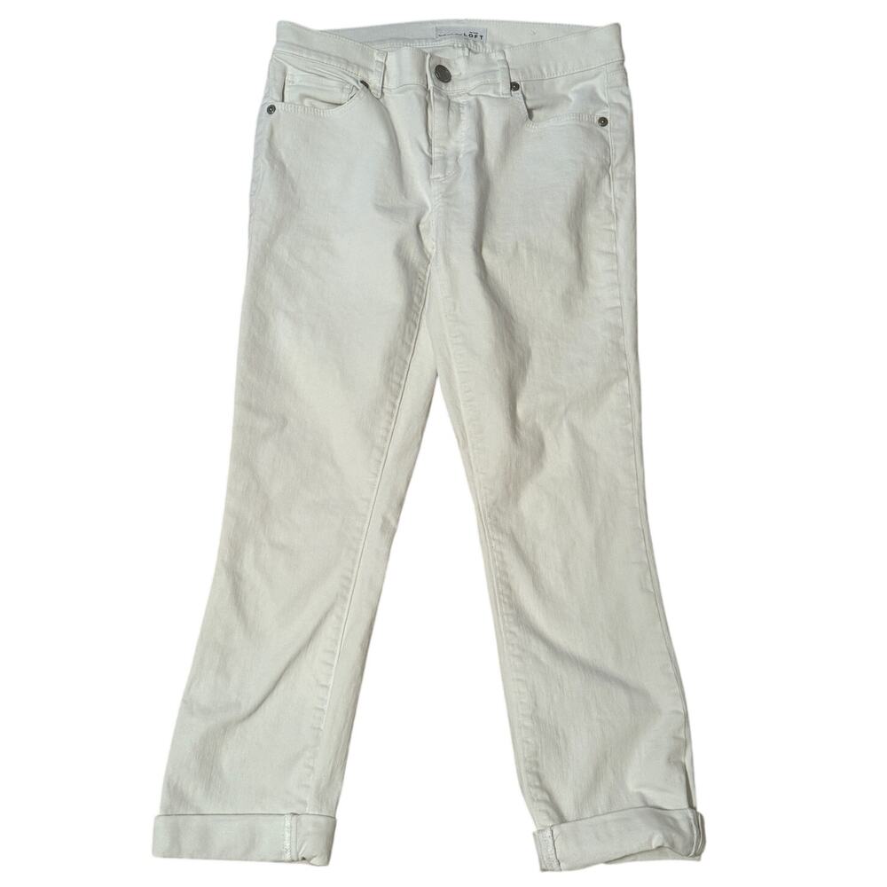 Ann Taylor LOFT White Roll Up Cropped Jeans, Size 26